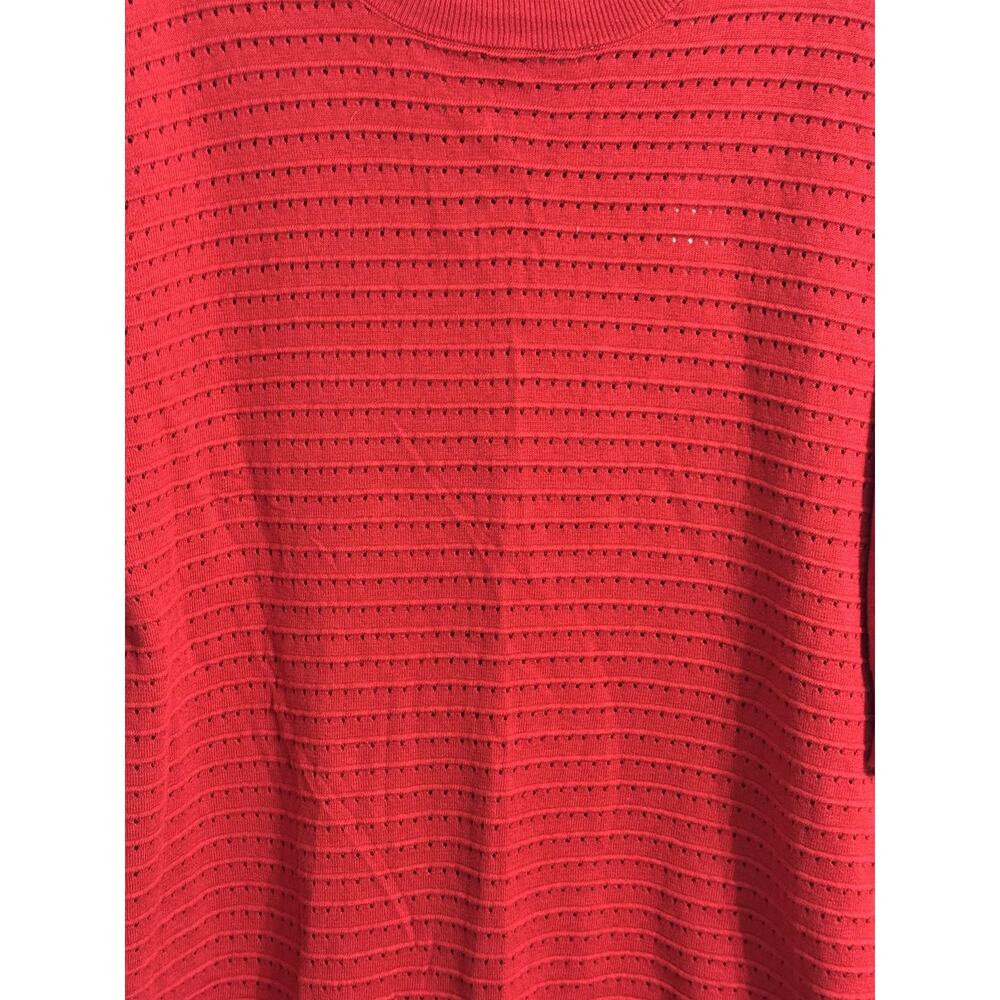 New York & Company Sweater Womens XL Red Open Knit Bow Back 3/4 Sleeve Pullover - Picture 9 of 11